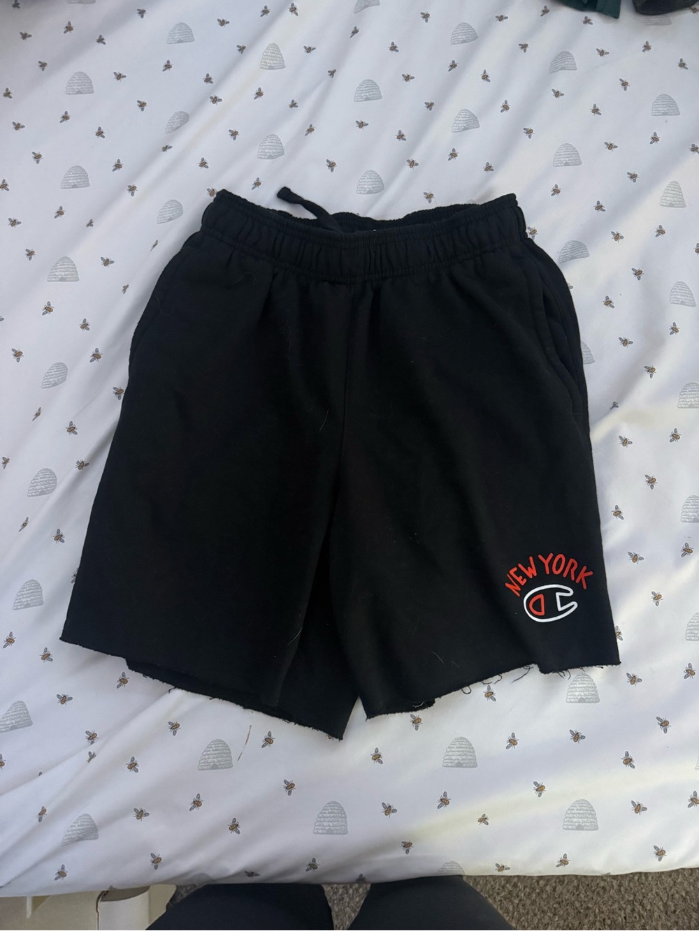 Champion Black Men's Athletic Shorts with Red New York Accent